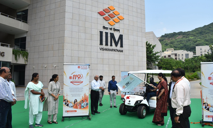 Bank of Baroda contributes electric buggy to IIM Visakhapatnam